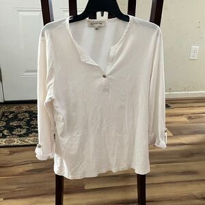 Jones New York Cream Button-Up Blouse